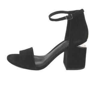 Alexander Wang Black Suede Ankle Strap Block Heel Sandals Women’s US 8 IT38